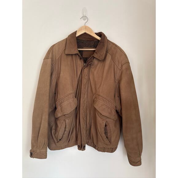 St. John's Bay Vintage Classic Suede Bomber Jacket, Size Large - Picture 2 of 7